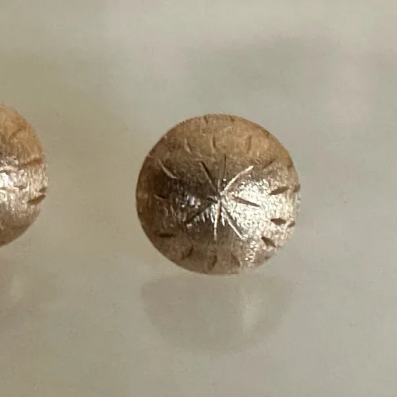 14k Solid Brushed Gold Sand Dollar Stud Earrings - Picture 12 of 16